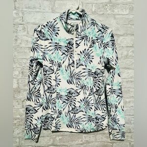 Tommy Bahama Golf Half Zip Pullover Jacket Size Small White with Tropical Print